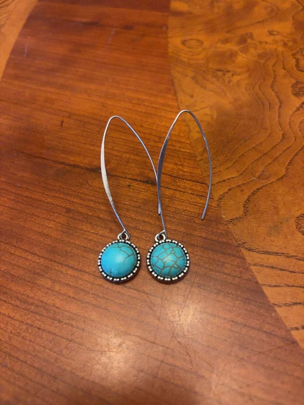 Turquoise Stone Teardrop Dangle Earrings